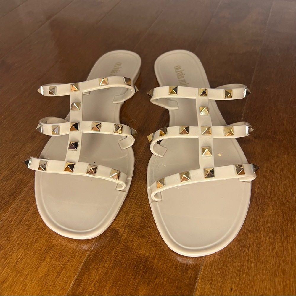 Olivia Miller Nude Strappy Studded Jelly Sandals